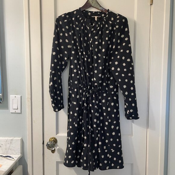 Rebecca Taylor Dandelion-Print Silk Shirtdress, Black 12 - Picture 2 of 7